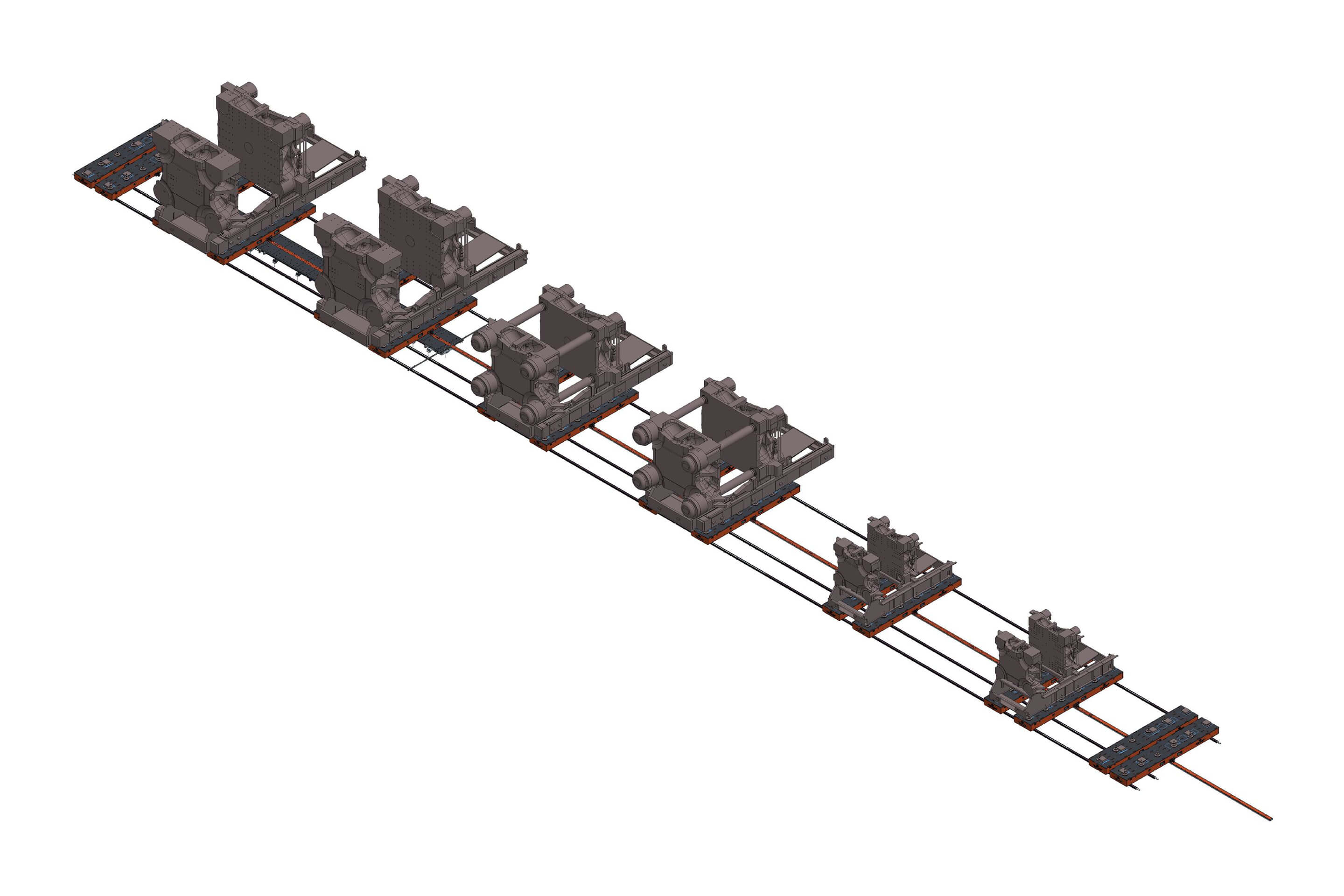 Taktmontage im Maschinenbau: Transport von Spritzgussmaschinen